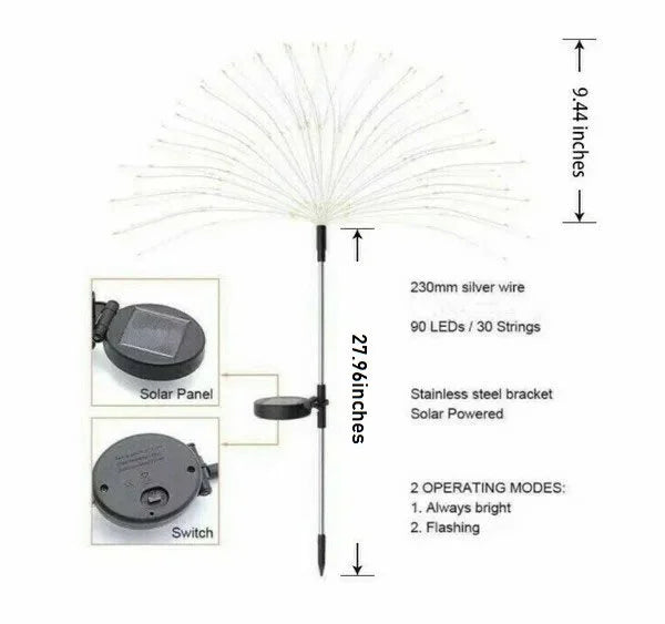 【NEW IN】- Waterproof Solar Garden Fireworks Lamp