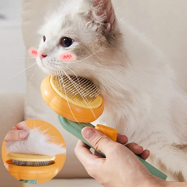 🎉Hot Selling🐈Pumpkin Pet CombPet Grooming Self Cleaning Slicker Brush for Dogs Cats Puppy Rabbit